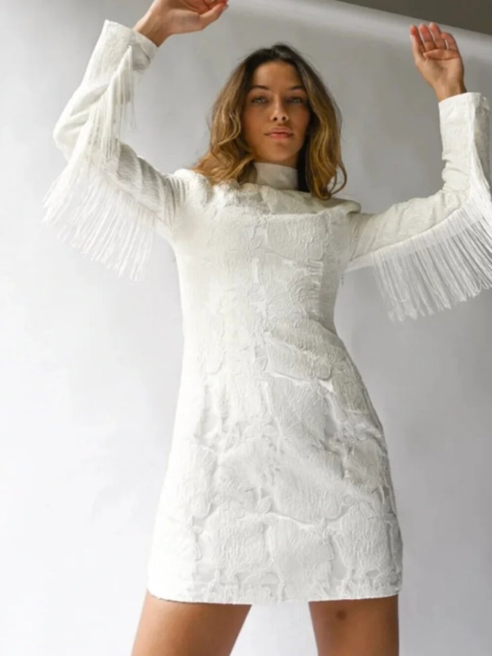 Yellow the Label Sterling Fringe Dress Size XS in Ivory